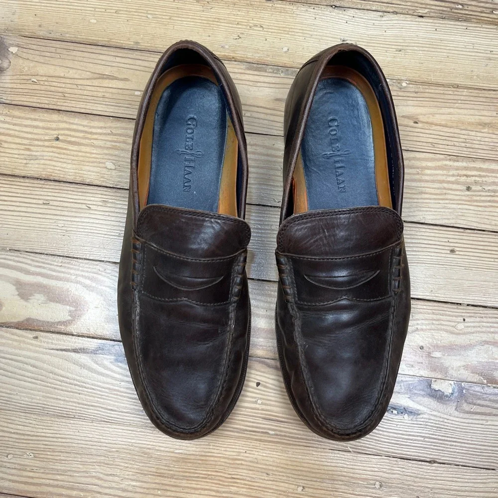 Cole Haan Mens Pinch Penny Loafer Dark Brown Leather preppy office Size 9 flats